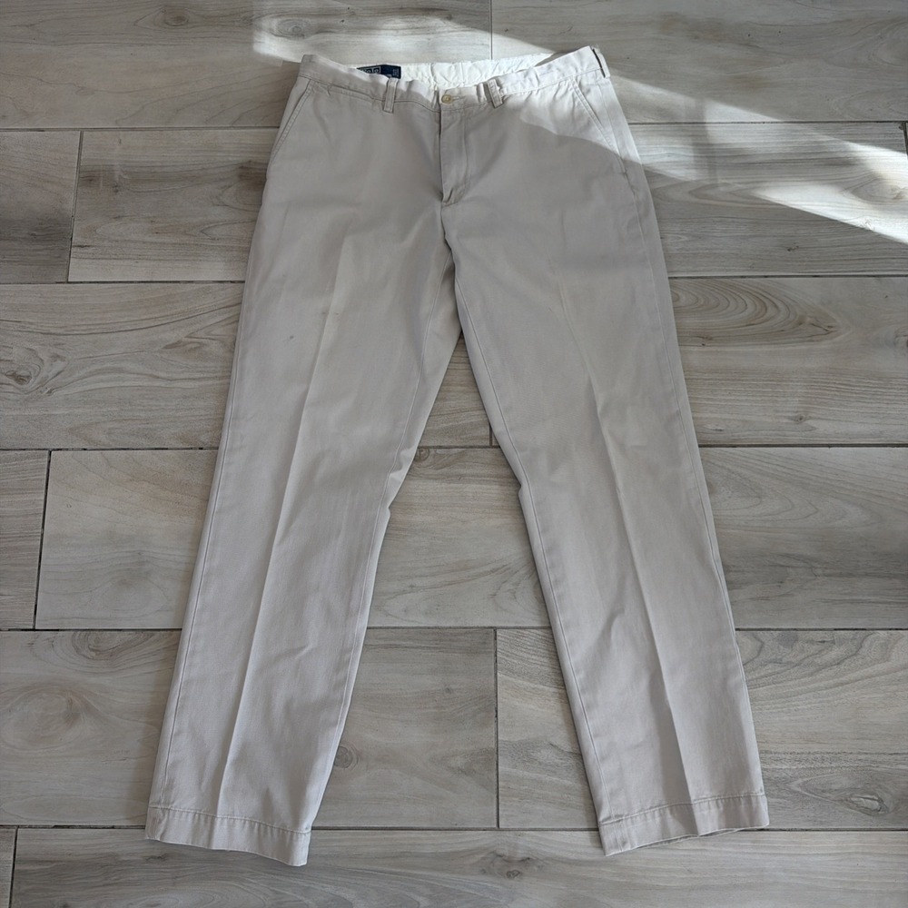 Polo Ralph Lauren Preston Pant Mens 36x34 Tan Cotton Chinos Straight Leg Khaki